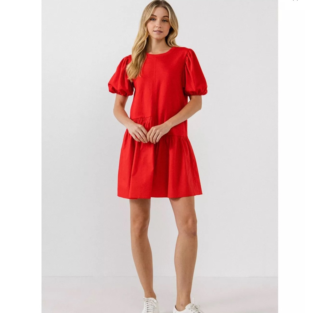 English factory red dress